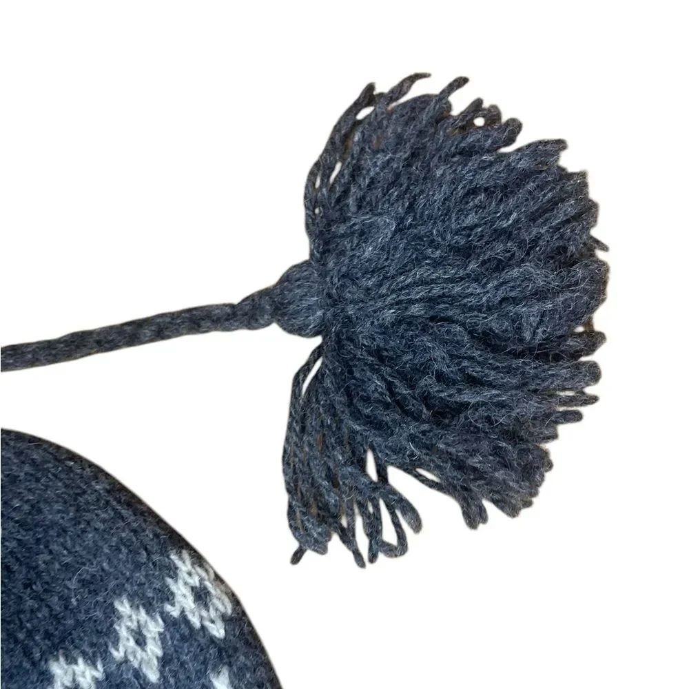 Berkshire Vintage Wool Blend Winter Hat Gray Cream Fair Isle Womens One Size New
